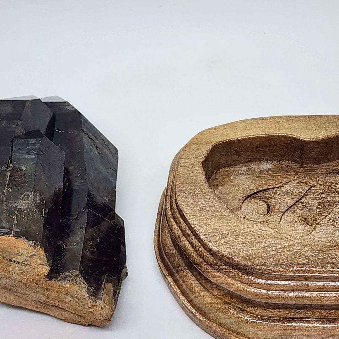 希少天然モリオンスモーキークォーツ 原石クラスター台座付き 高品質パワーストーン