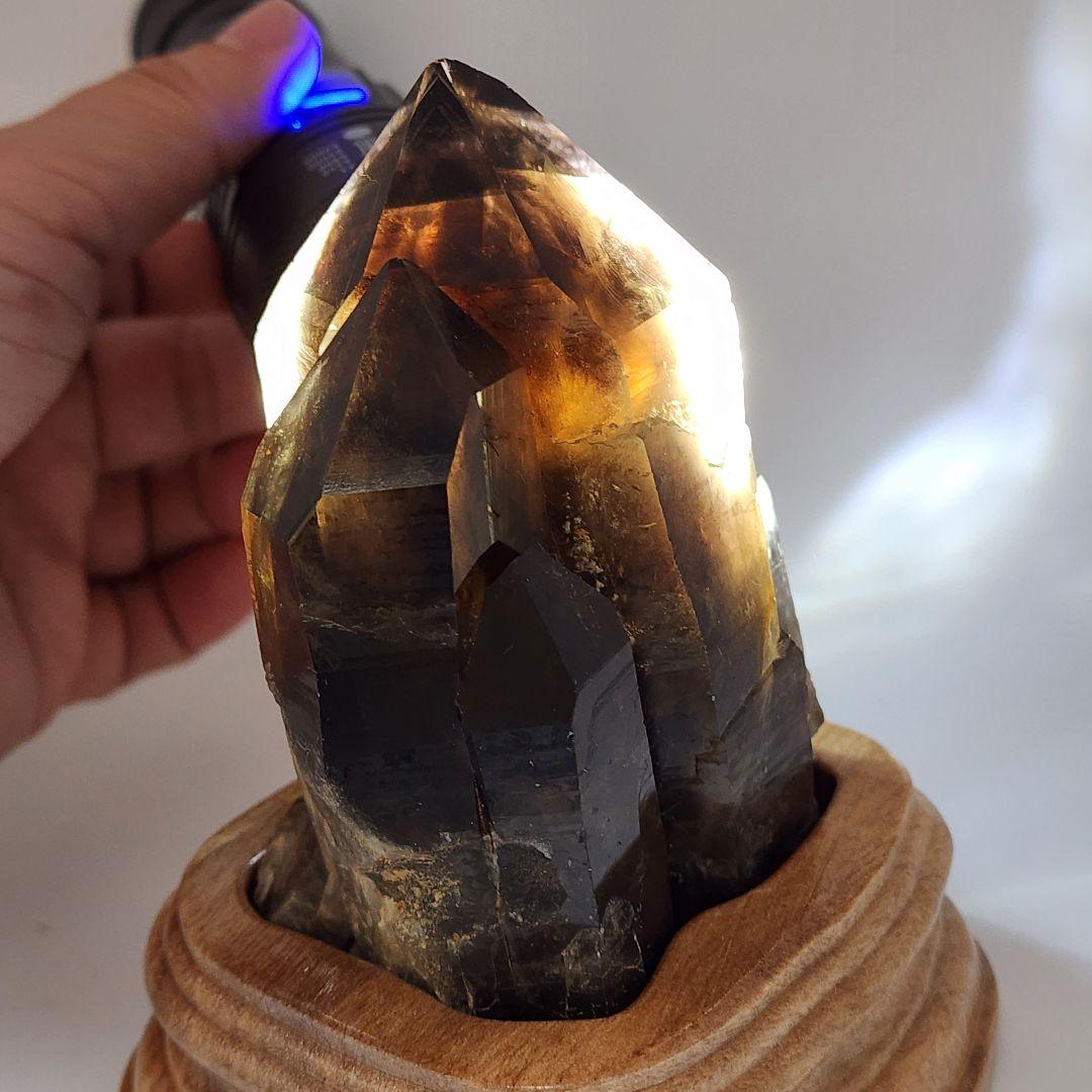 希少天然モリオンスモーキークォーツ 原石クラスター台座付き 高品質パワーストーン