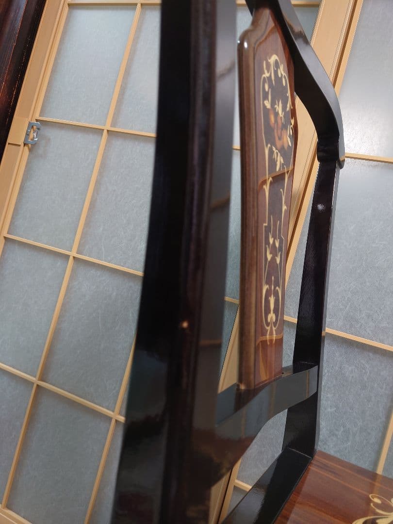 イタリア製 椅子 チェア 象嵌 木製 無垢 ②