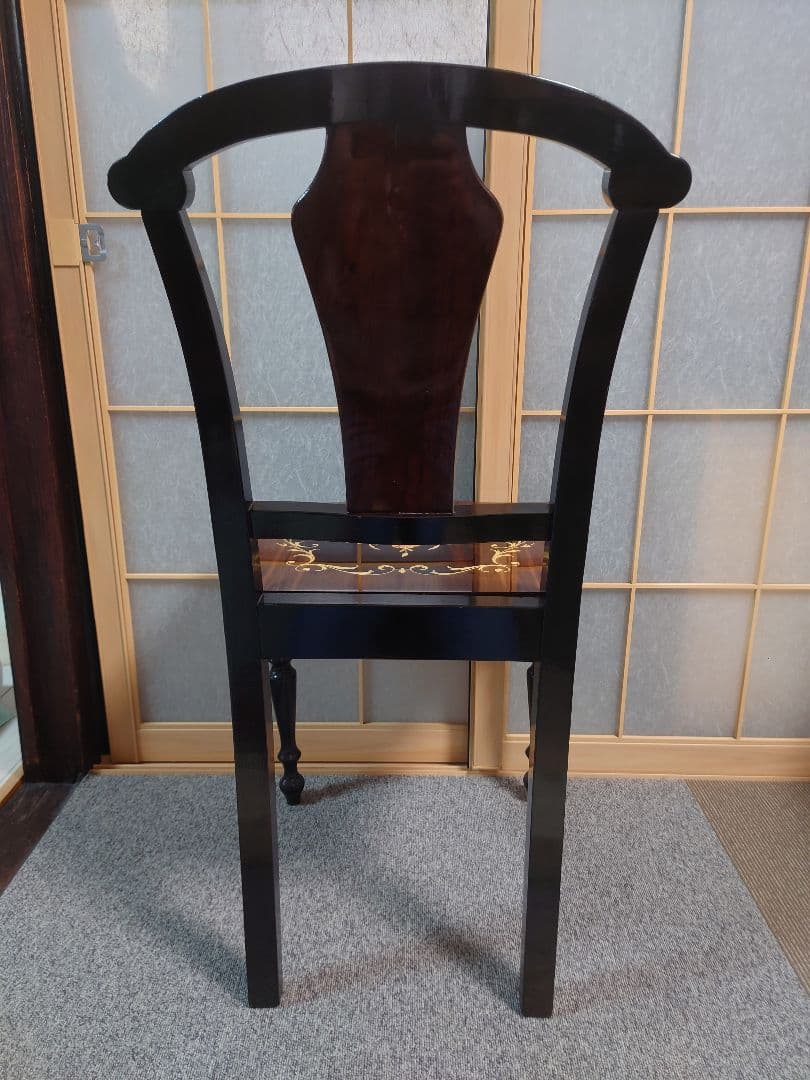 イタリア製 椅子 チェア 象嵌 木製 無垢 ②