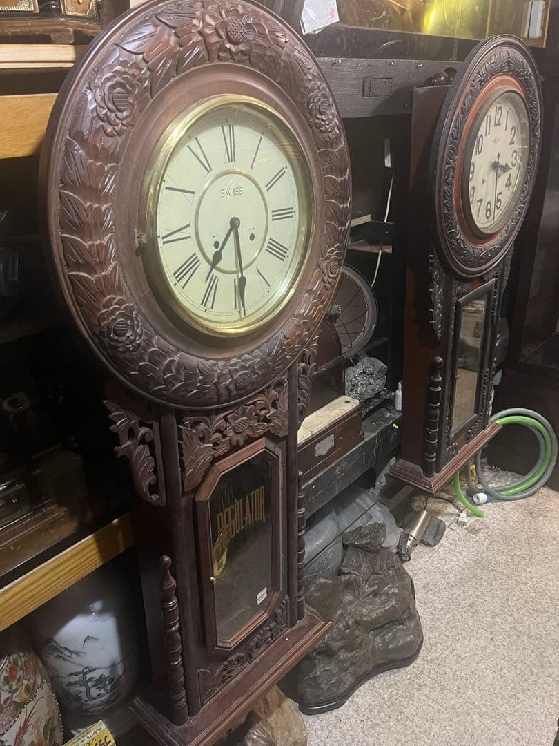 スイス時計、スイス特大柱時計、スイスゼンマイ振り子時計、完動品、140センチ