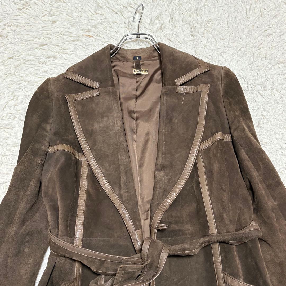 マックスマラ フェード ファー ベルト付きロングコート ブラウン