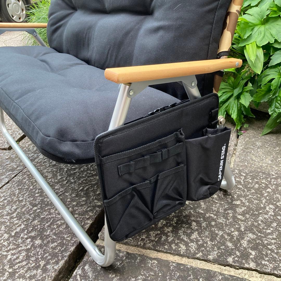 キャプテンスタッグ ベンチ カモ 迷彩 クッション サイドポケット セット