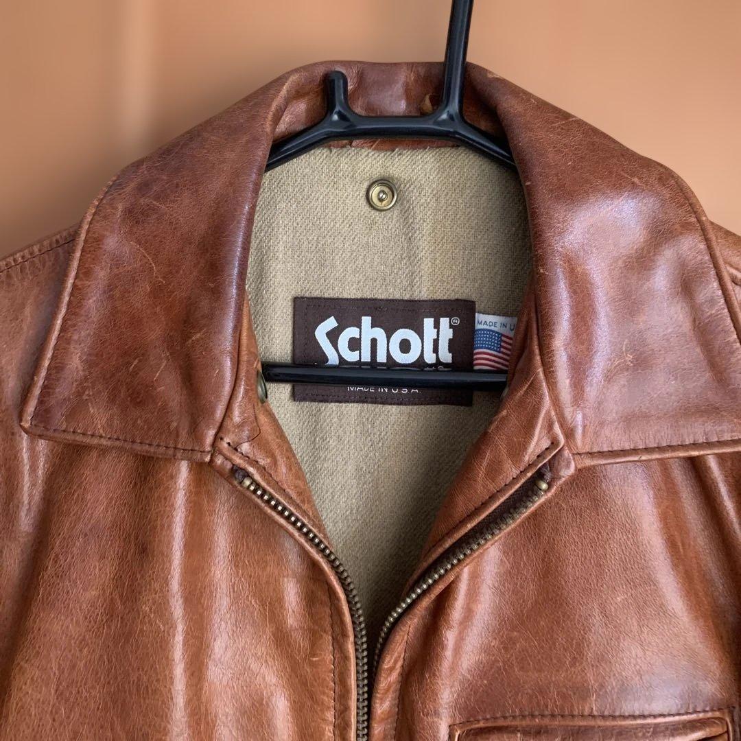 お*す様 Schott ブラウンレザージャケット サイズ36 馬革