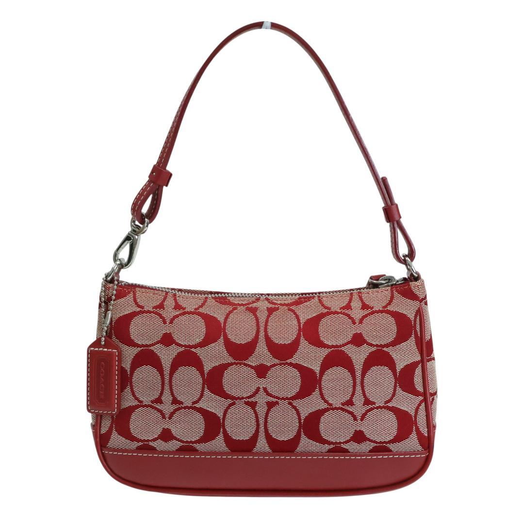 極美品 COACH アクセサリーポーチ 6094 ハンドバッグ シグネチャー 赤