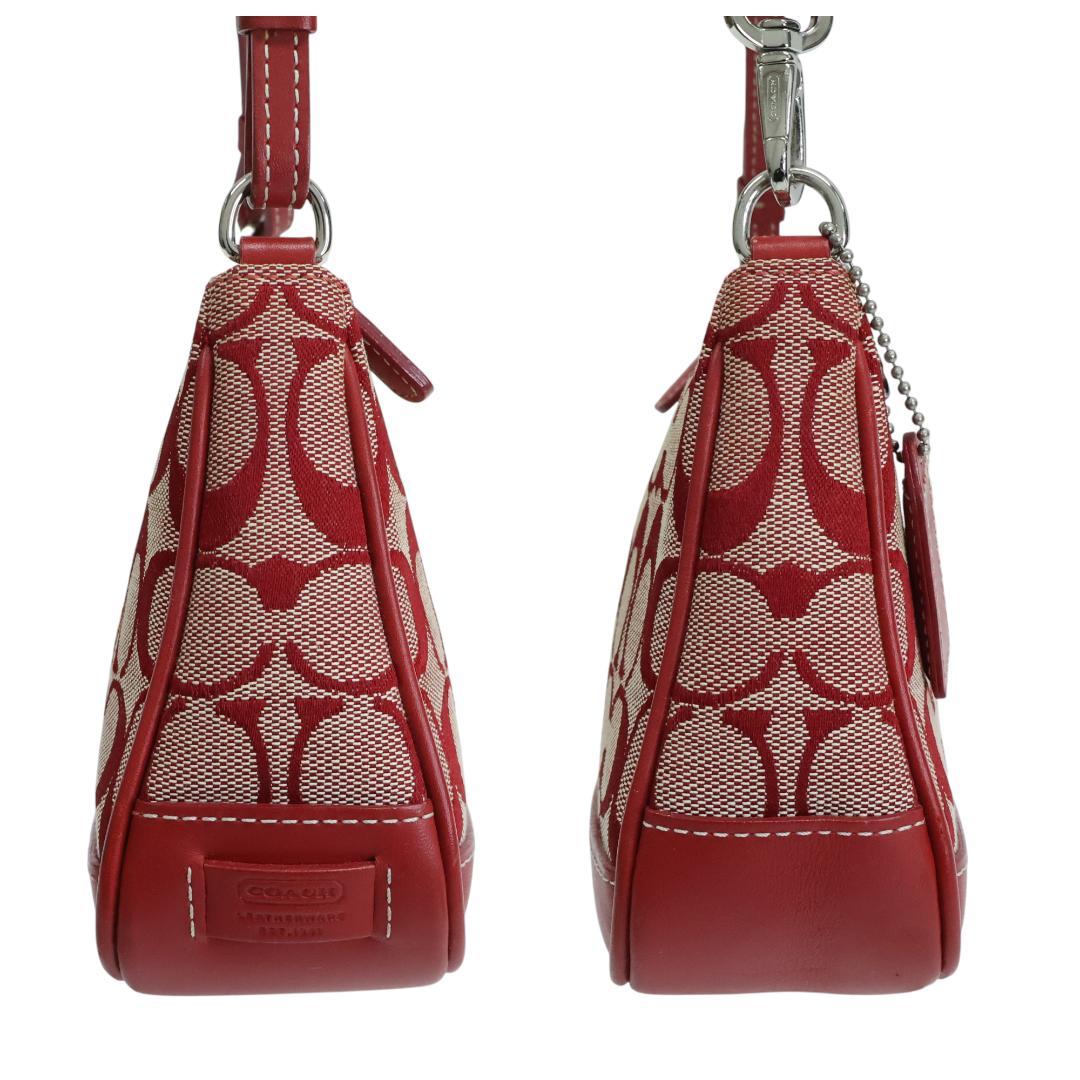 極美品 COACH アクセサリーポーチ 6094 ハンドバッグ シグネチャー 赤