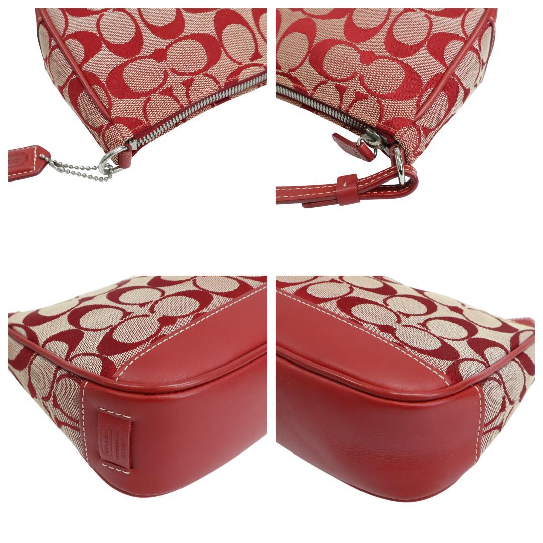 極美品 COACH アクセサリーポーチ 6094 ハンドバッグ シグネチャー 赤
