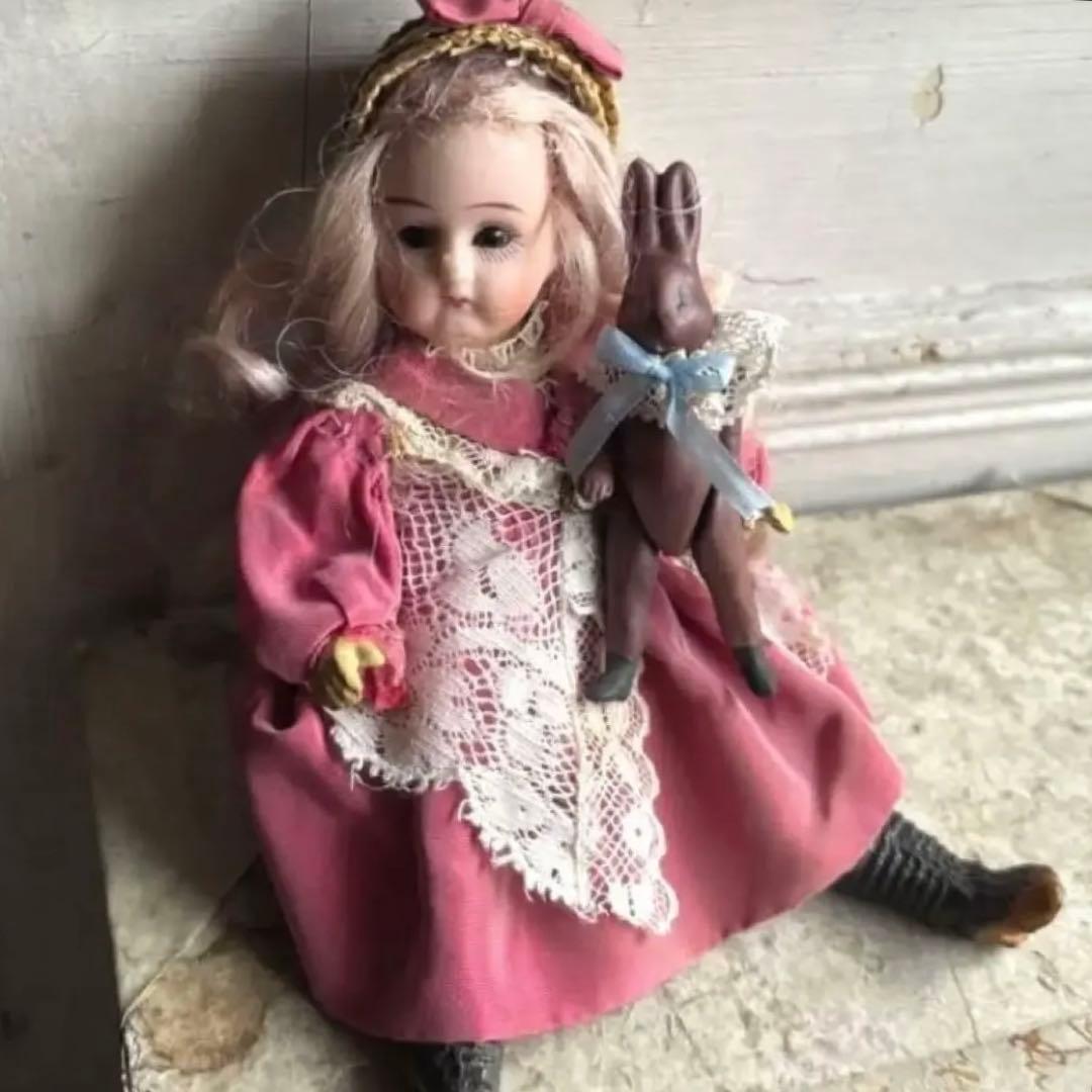 ドイツアンティークミニョネットセット　女の子と布花