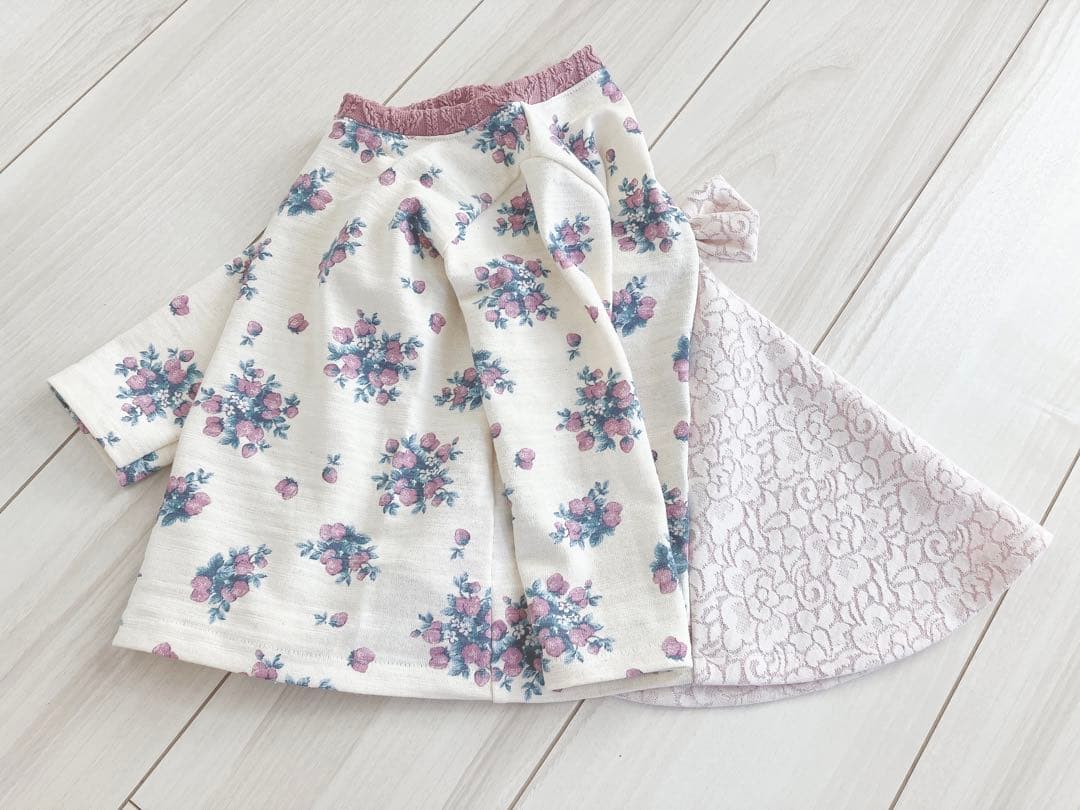 ❁後ろ下がりフレアティ いちごちゃん(ピンク)×レース 90size