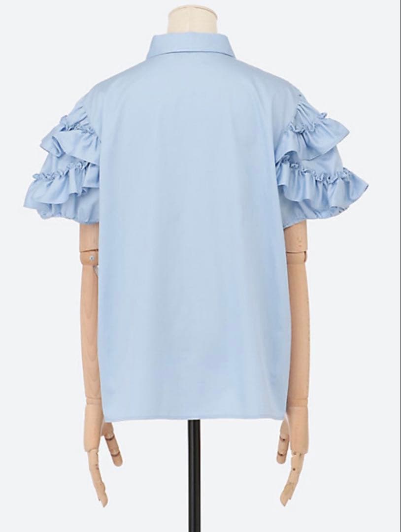 新品　YOKO CHAN ヨーコチャン　フリル　ブラウス　サックスブルー