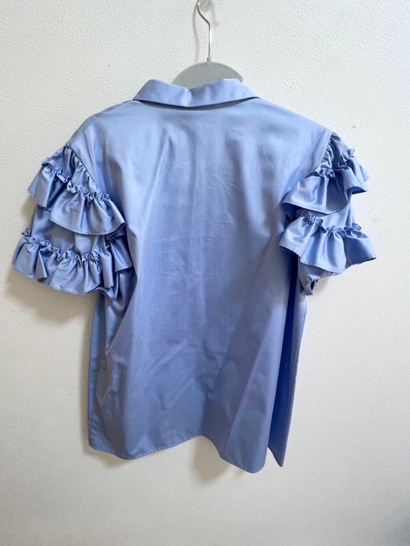 新品　YOKO CHAN ヨーコチャン　フリル　ブラウス　サックスブルー