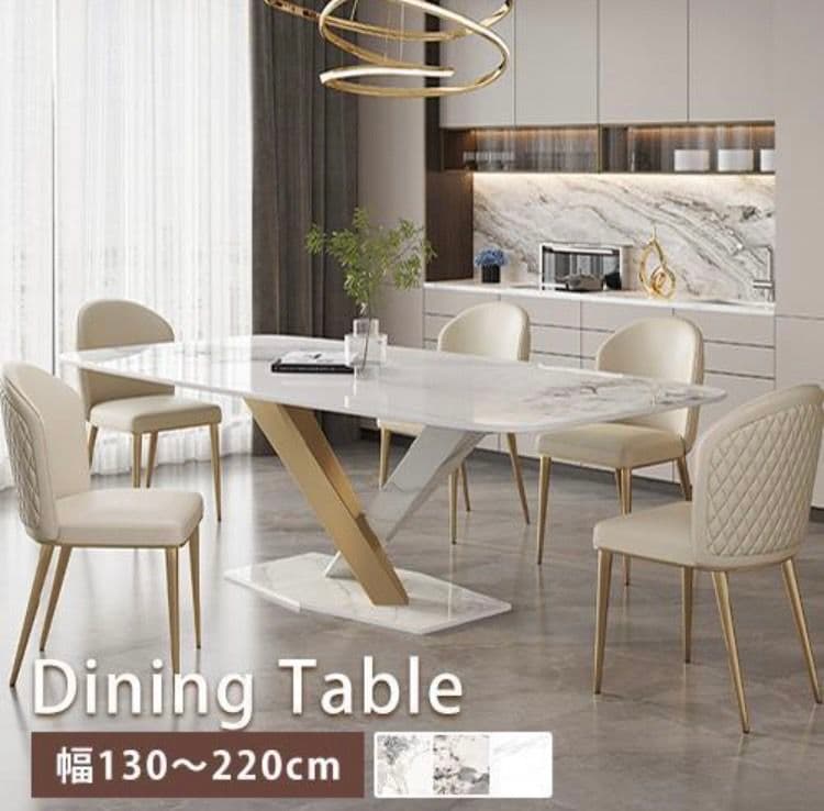 【年末最終値引】　ダイニングテーブルのみ　セラミック大理石柄白　１４０×８０ｃｍ