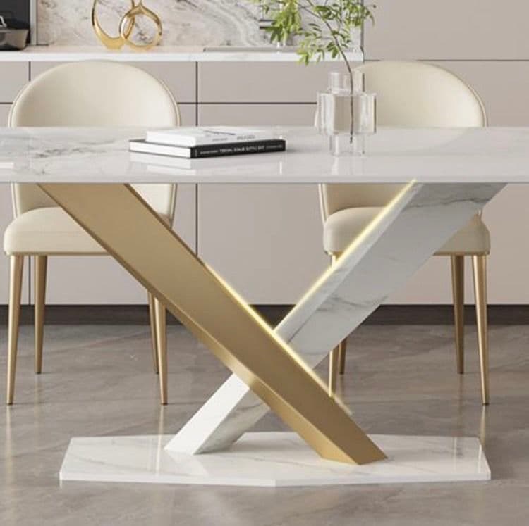 【年末最終値引】　ダイニングテーブルのみ　セラミック大理石柄白　１４０×８０ｃｍ