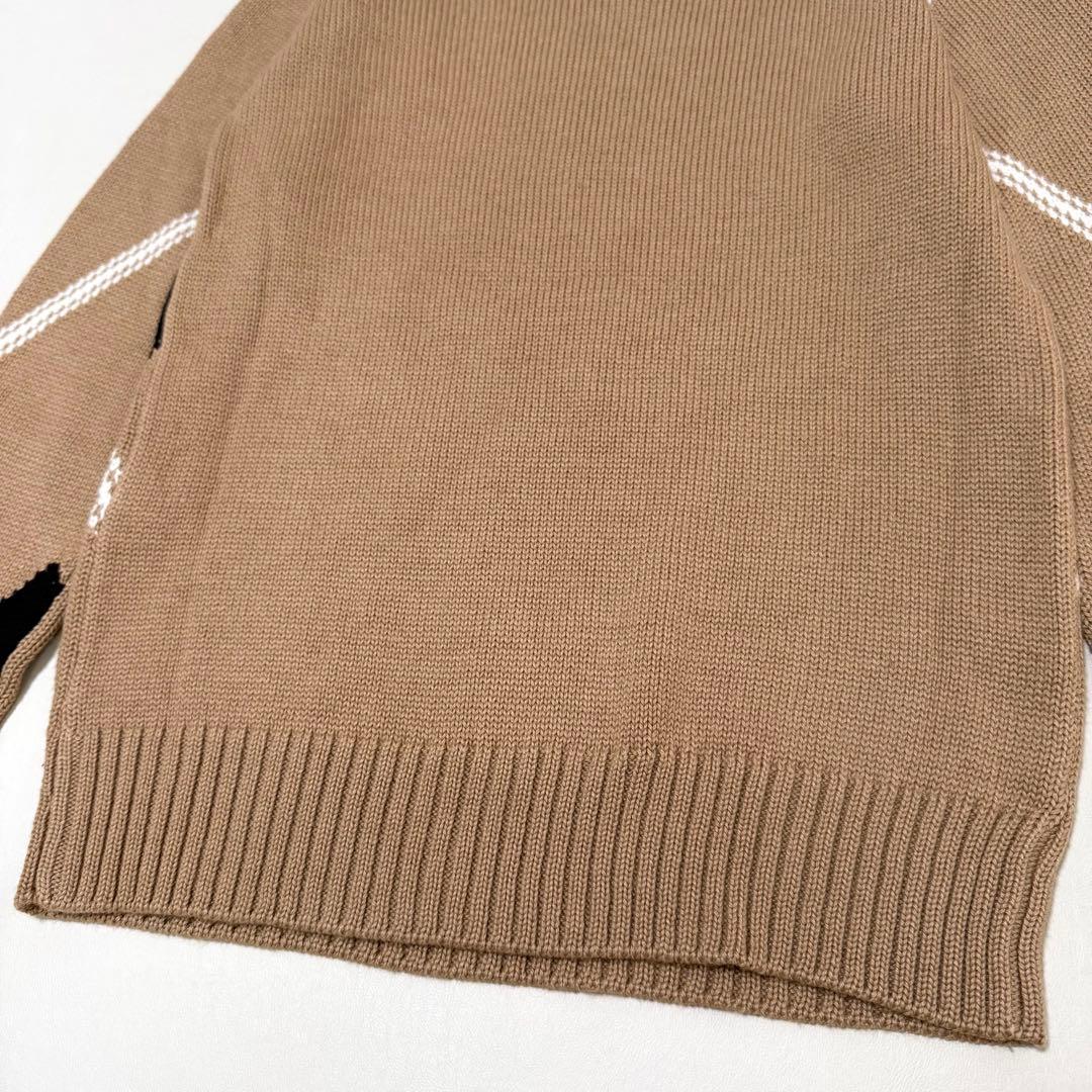 【MSGM】アーガイルハートニット（Mサイズ相当）ベージュ　長袖セーター