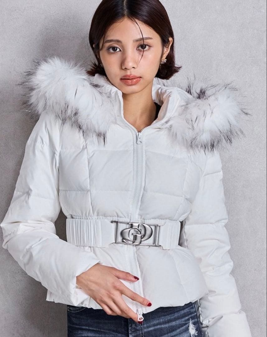 GYDA ベルト付きショート　ダウンコート　ホワイト