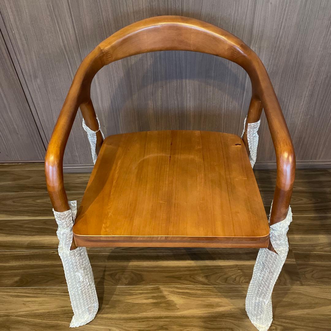 未使用 木製ダイニングチェア アーム付き ブラウン