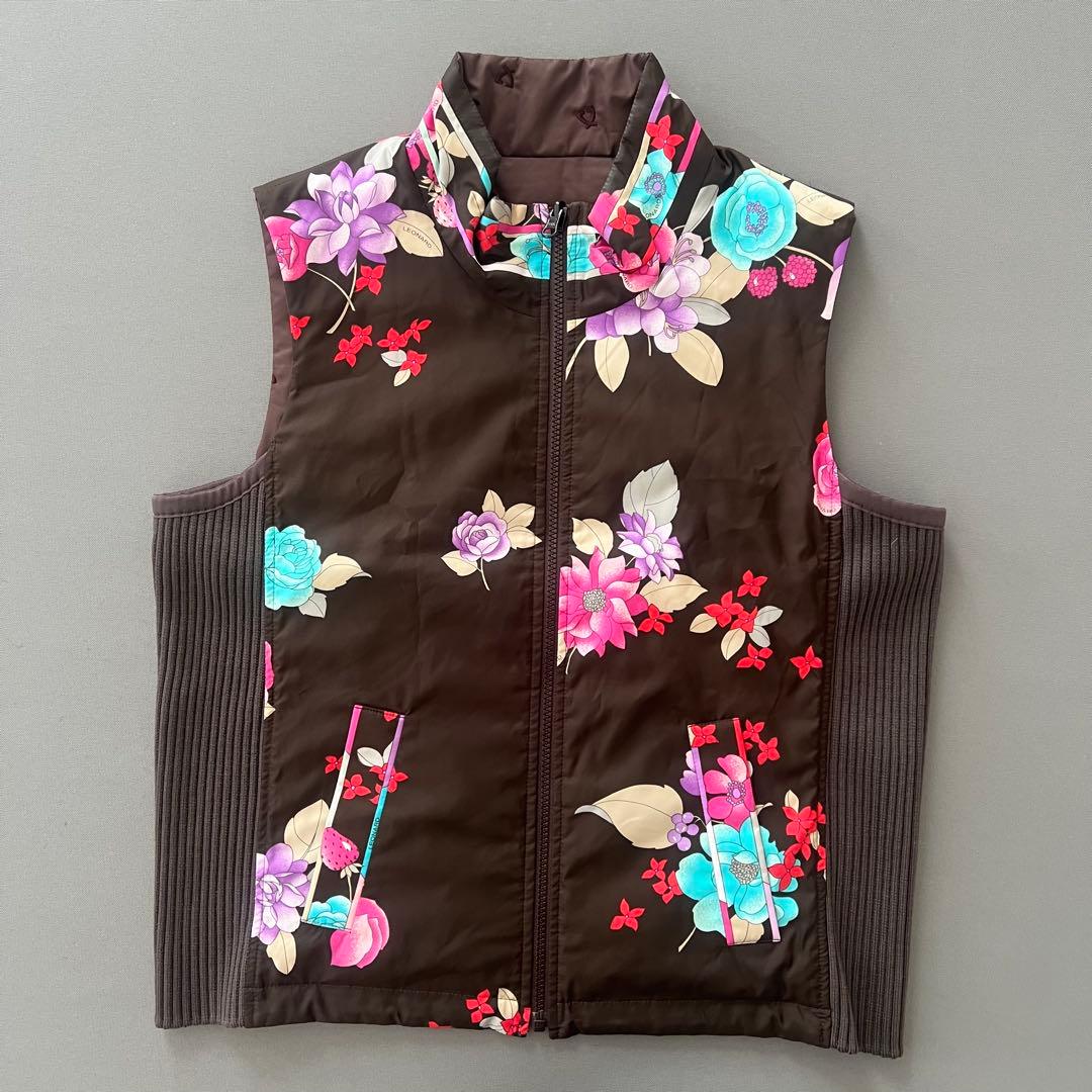 LEONARD レオナール　中綿入り　ダウンベスト　ダウンジャケット　花柄　42