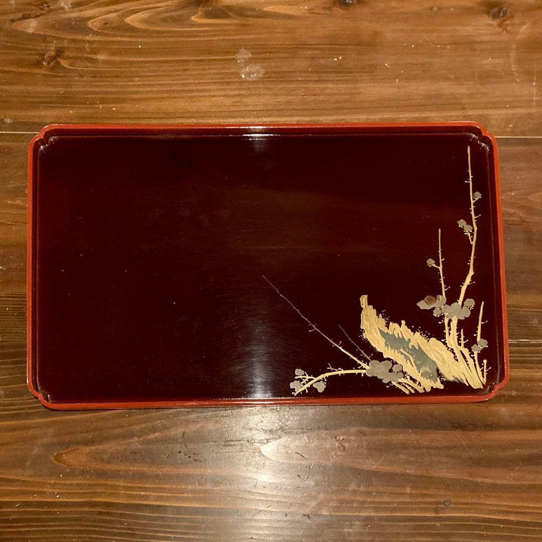 角盆 2枚揃 漆器 硯 文政8年(1825) 骨董品 アンティーク ヴィンテージ