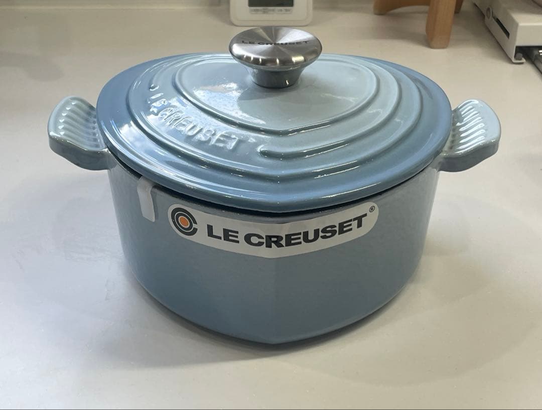 新品 ルクルーゼ ココットダムール コースタルブルー ハート 鍋 鍋ピンあり