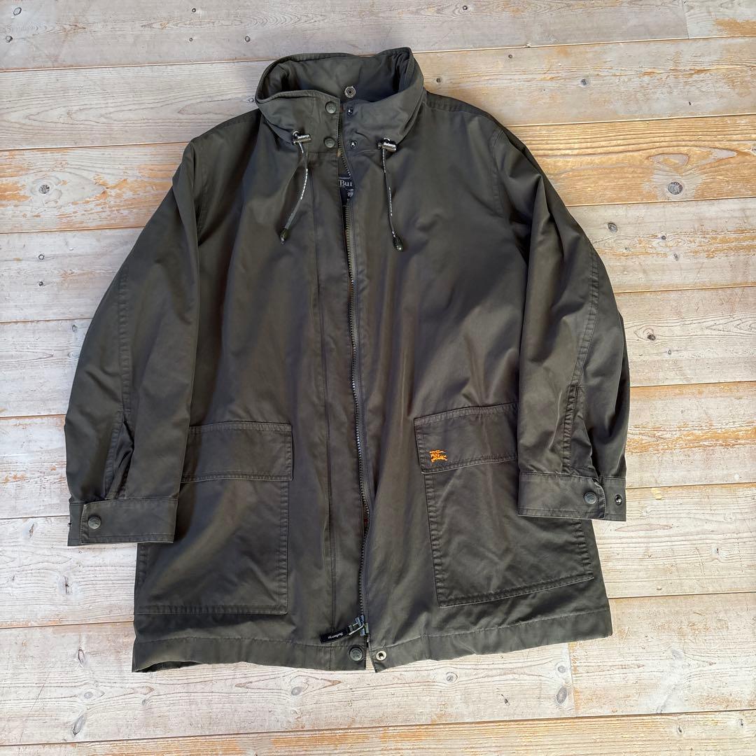 オリーブ ステンカラーコート チェック柄裏地