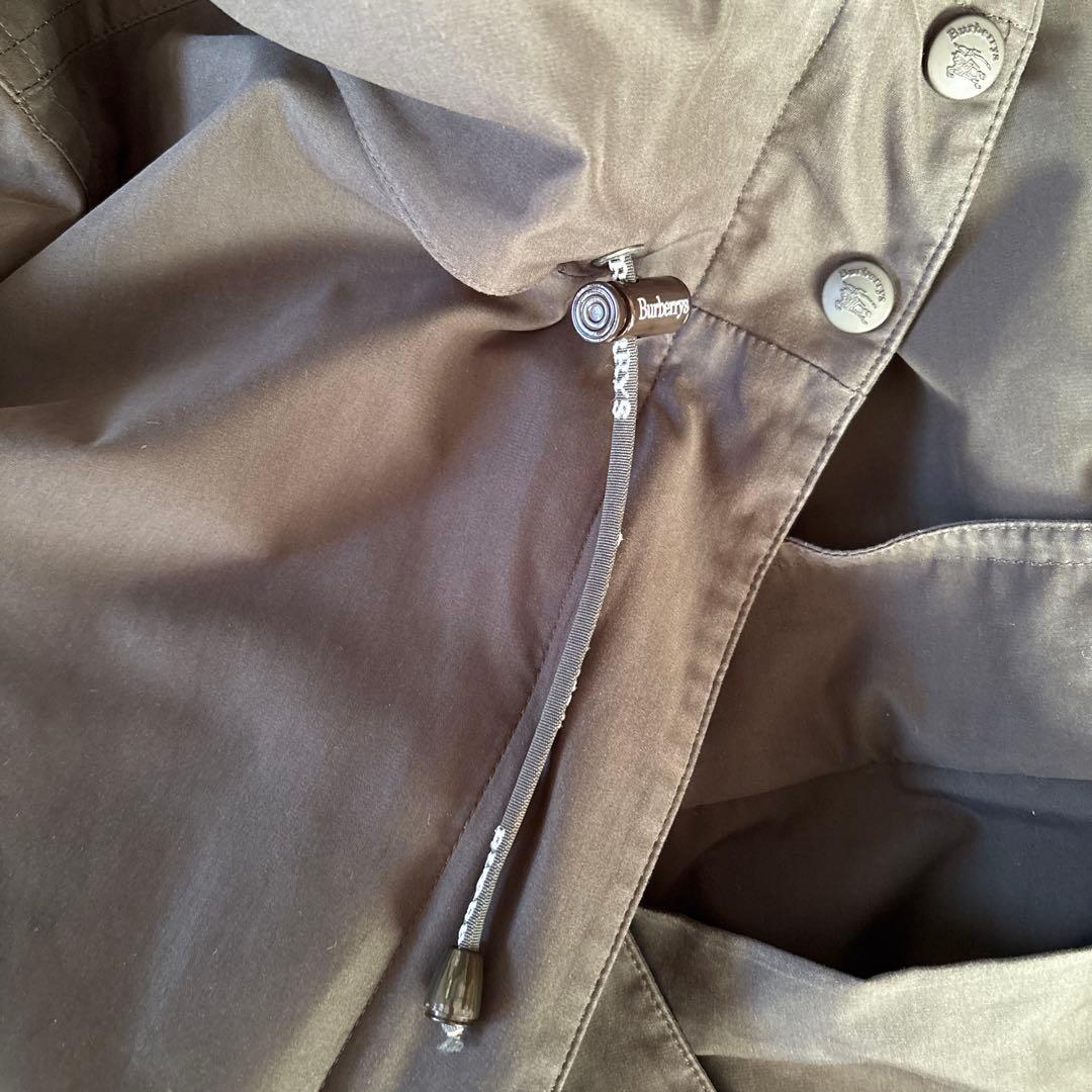 オリーブ ステンカラーコート チェック柄裏地