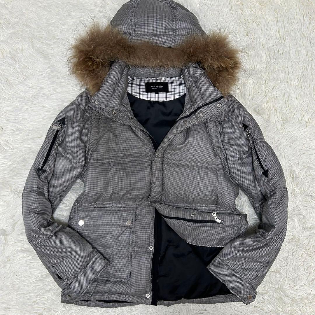 【極美品/L】バーバリーブラックレーベル 4way ダウンジャケット 肉厚 灰色