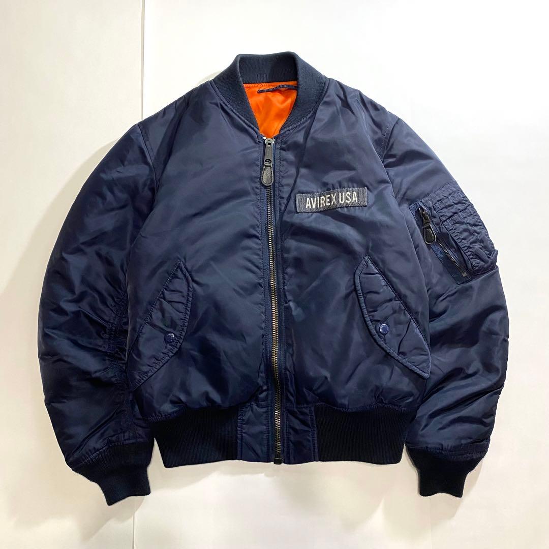AVIREX アヴィレックス MA-1 フライト ネイビー ワッペン M 短丈