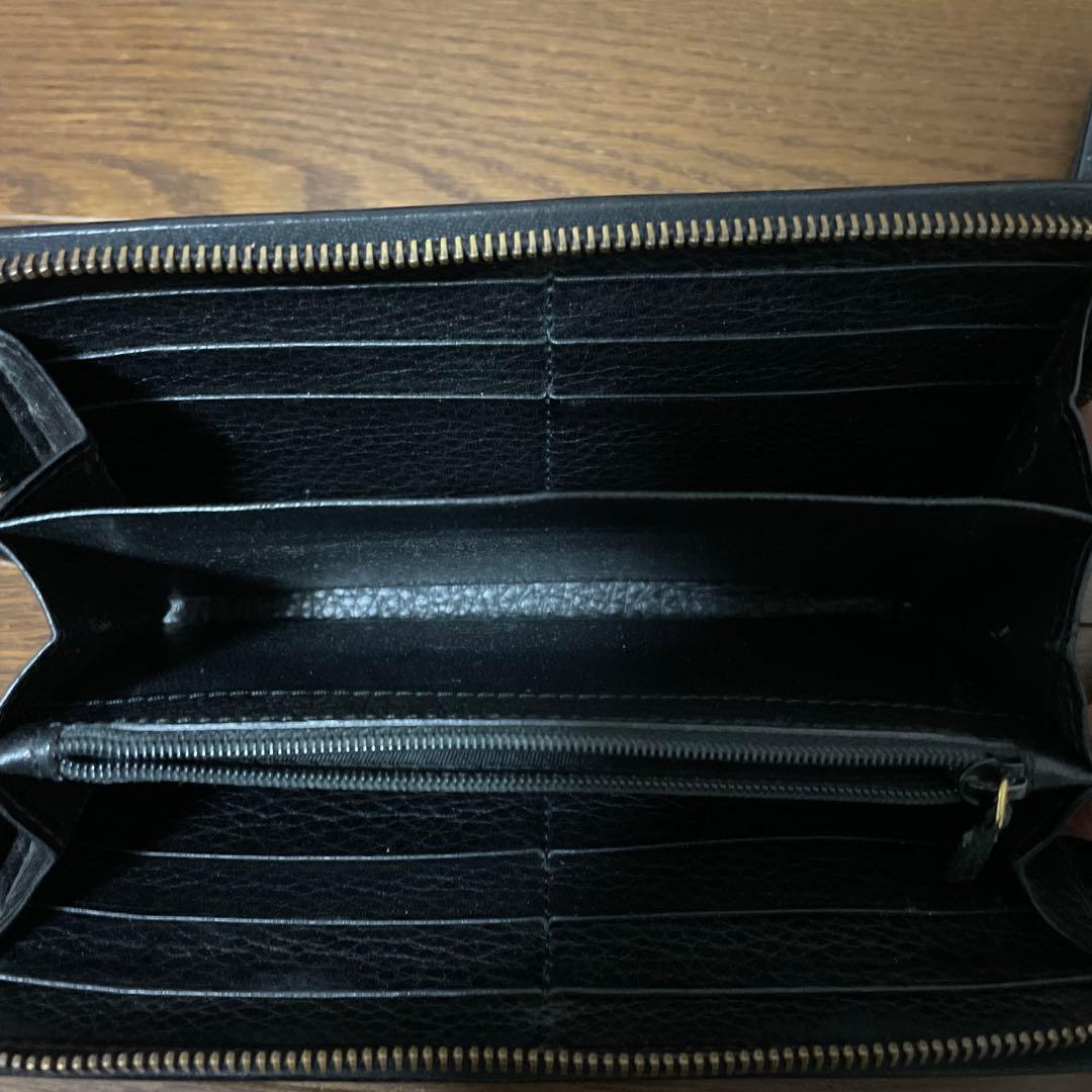 GUCCIラウンドジップ ブラックレザー長財布