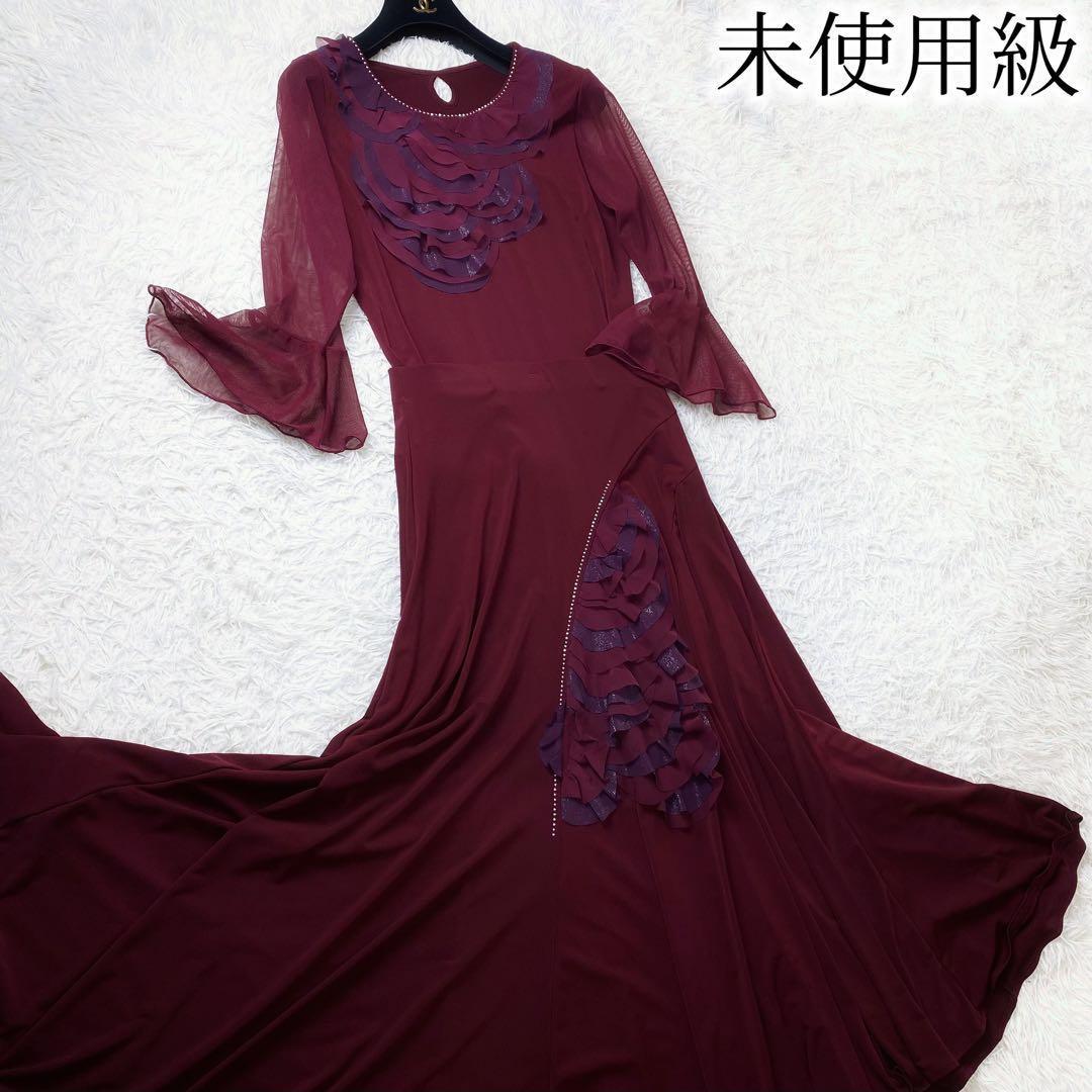 4極美品 社交ダンス フラメンコドレス スカートセットアップ バラモチーフ 赤