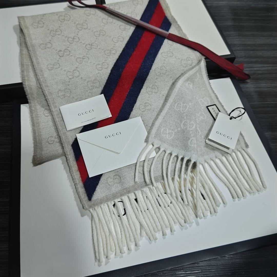 ❤美品箱付き❤GUCCI マフラー ストール ショール スカーフ❤ホワイト❤