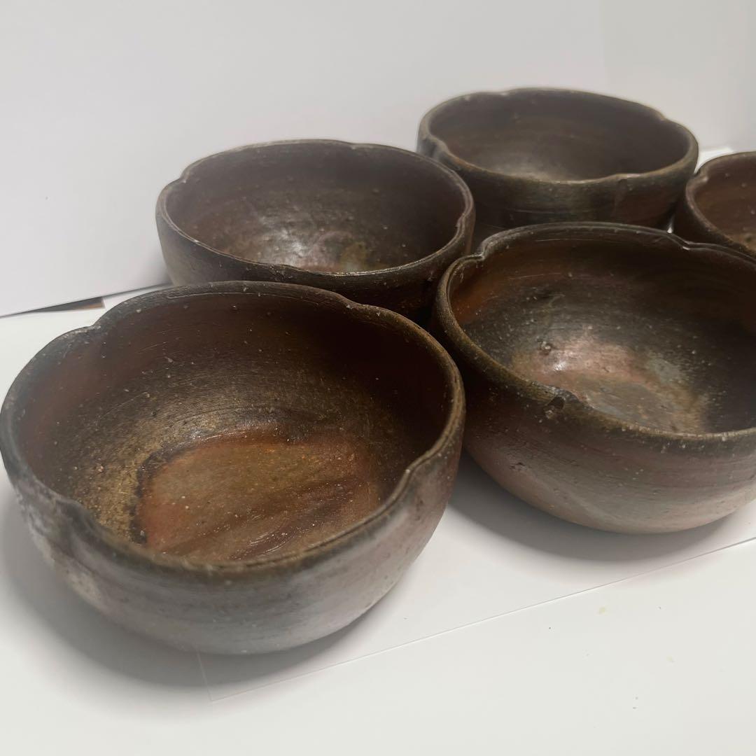 備前焼　作家もの　花小鉢5客揃い