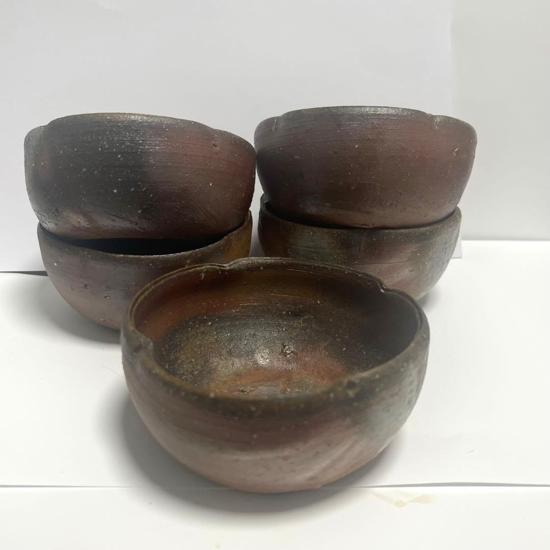 備前焼　作家もの　花小鉢5客揃い