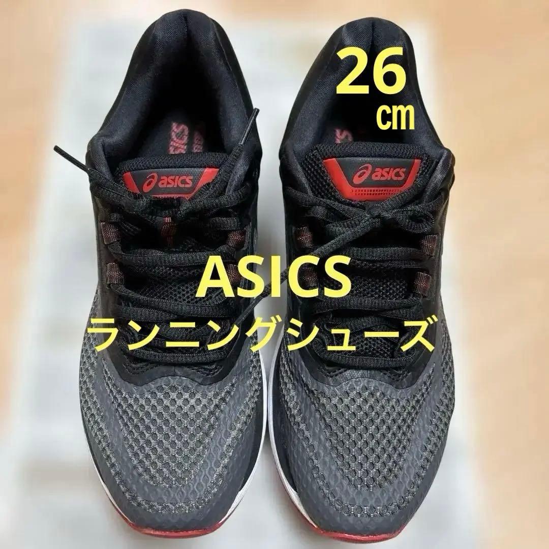 ASICS ランニングシューズ ブラック/レッド