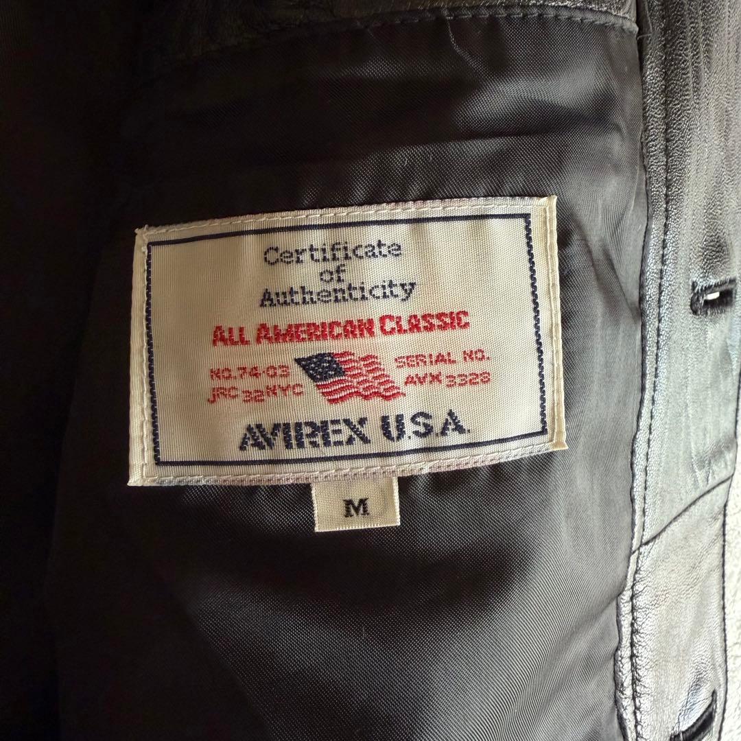 【美品】AVIREXレザーカーコート ハーフコートメンズ M ユニセックス 女性