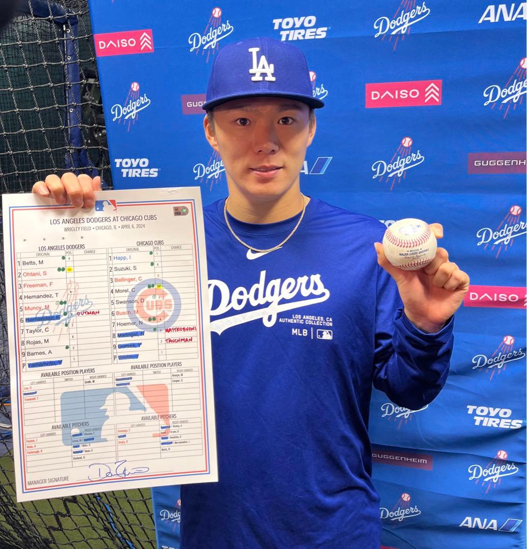 ⑧ ホームラン王　大谷翔平　実使用　ラインナップカード　サイン　(検) tシャツ