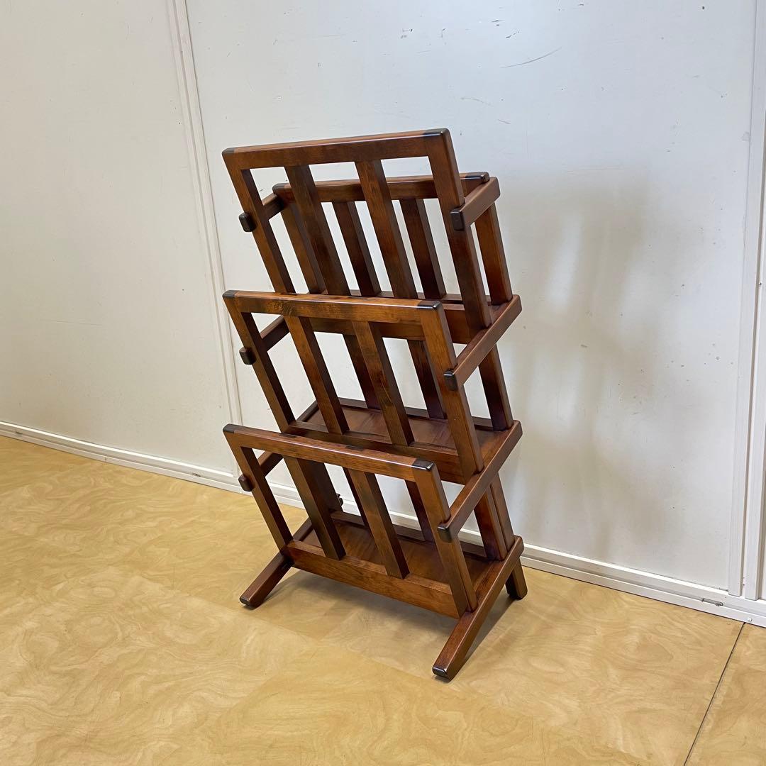 豊岡クラフト ３段マガジンラック ブックスタンド 雑誌立て 本立て 木製 ウッド