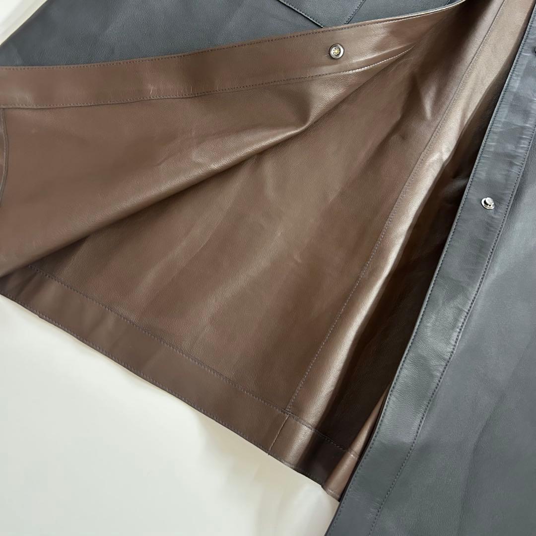 元町ゼラール ソフトラムレザー リバーシブル ステンカラーコート