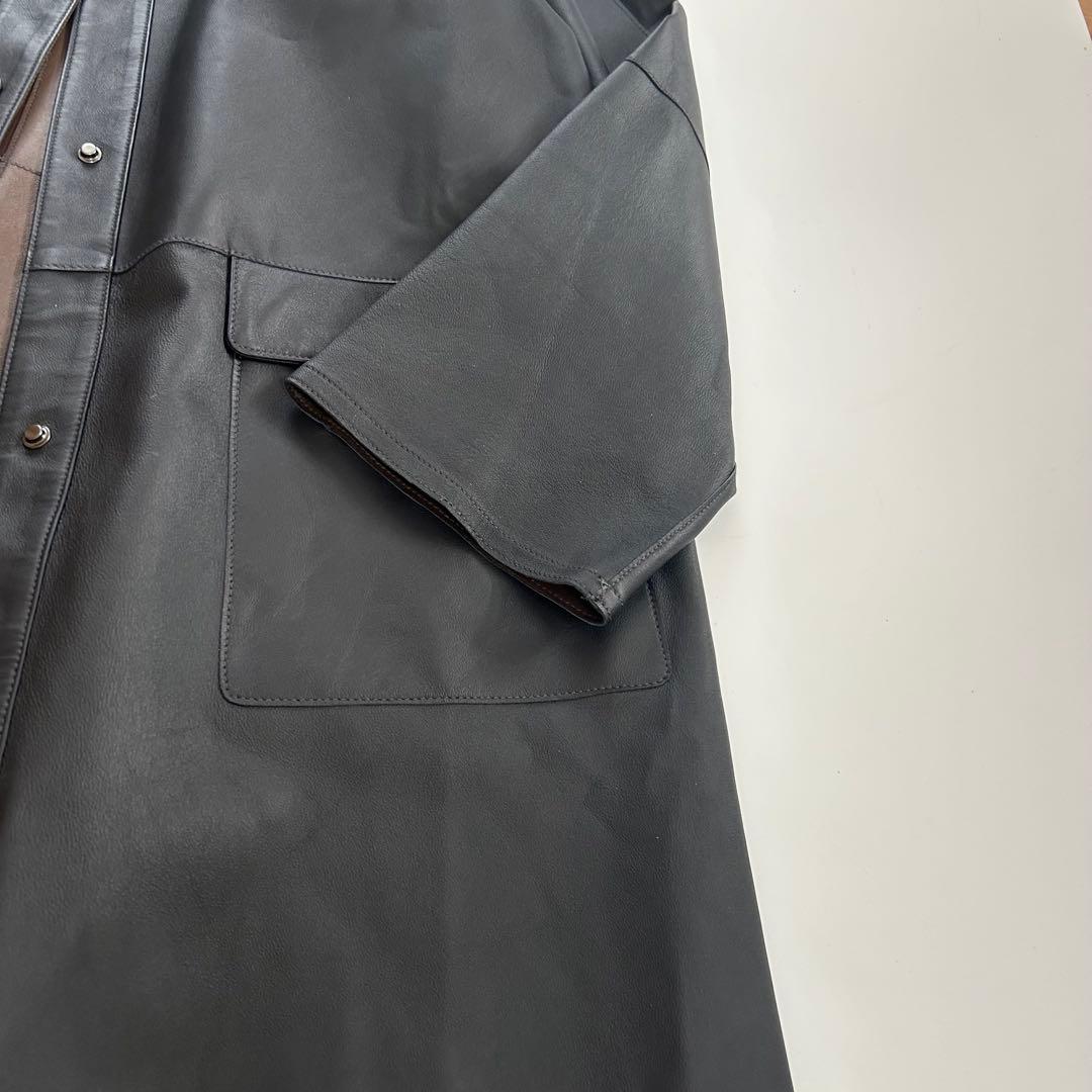 元町ゼラール ソフトラムレザー リバーシブル ステンカラーコート