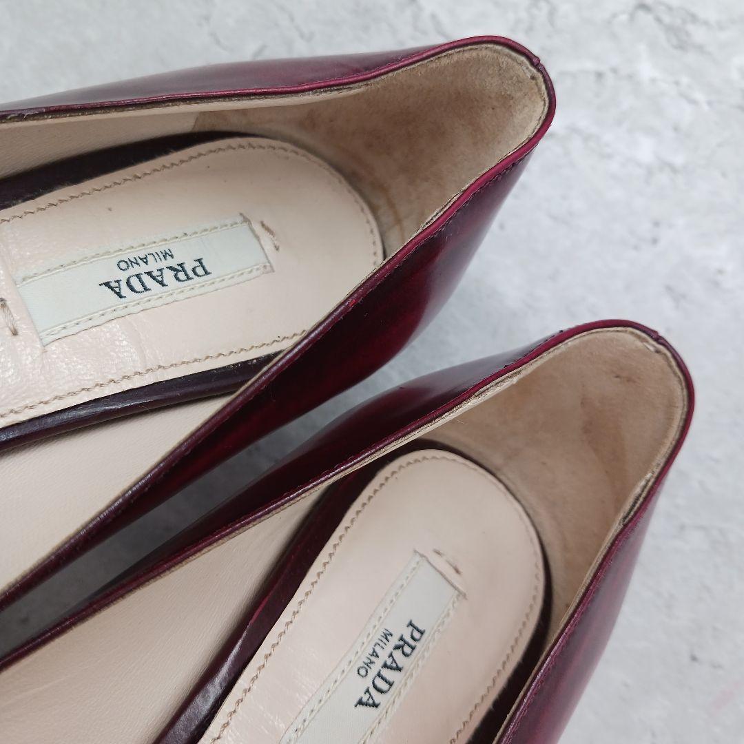 ✨極美品✨ プラダ レディース レザー パンプス ワインレッド 36