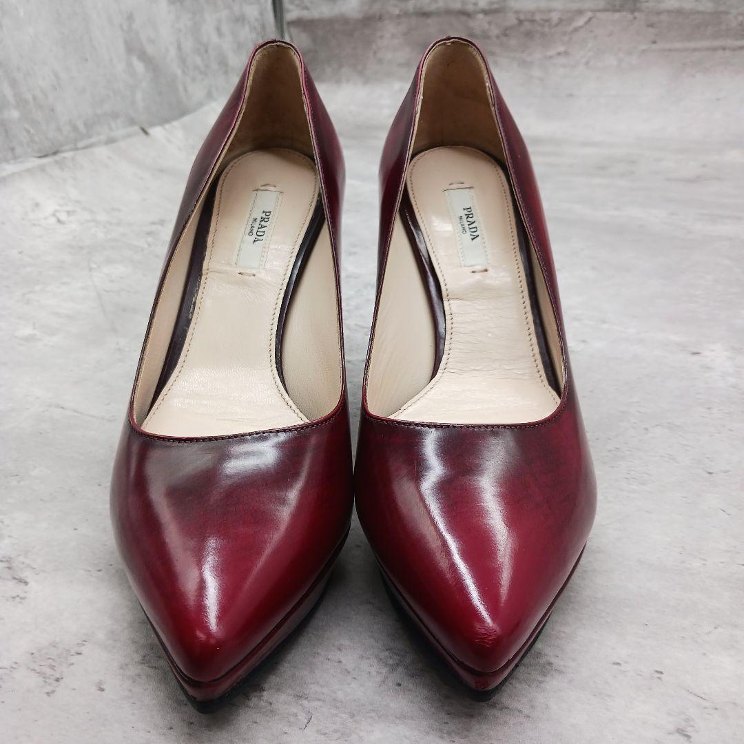 ✨極美品✨ プラダ レディース レザー パンプス ワインレッド 36