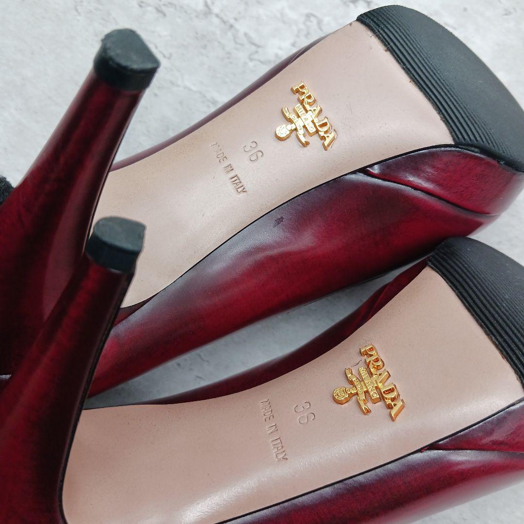 ✨極美品✨ プラダ レディース レザー パンプス ワインレッド 36