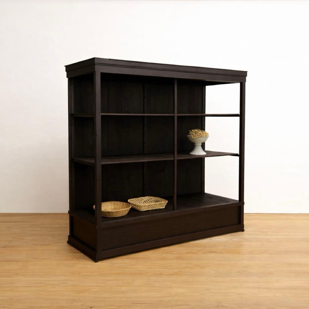 収納棚　ディスプレイ　大型　木製　M080　古道具　ビンテージ　アンティーク