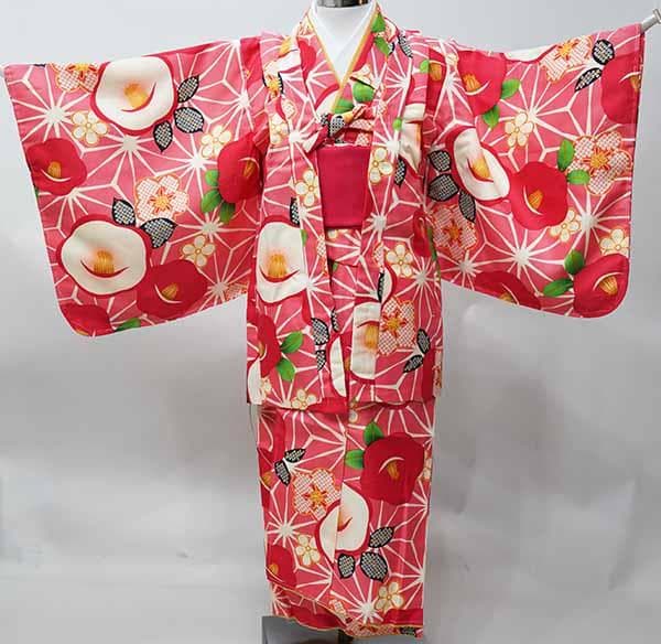 着物 きもの6点セット 女児 女の子 祝着 120cm 7～8才用 ピンク地