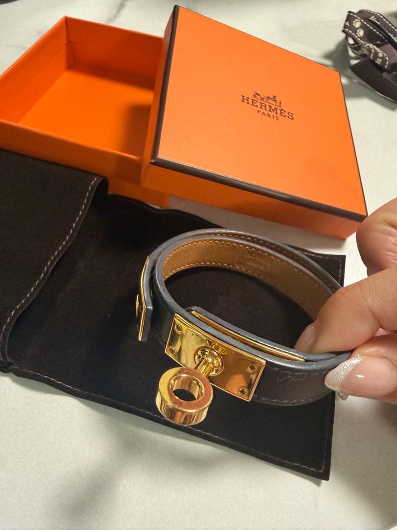 エルメス ケリー ドゥブルトゥール ブレスレット ブラック ゴールド 箱 袋