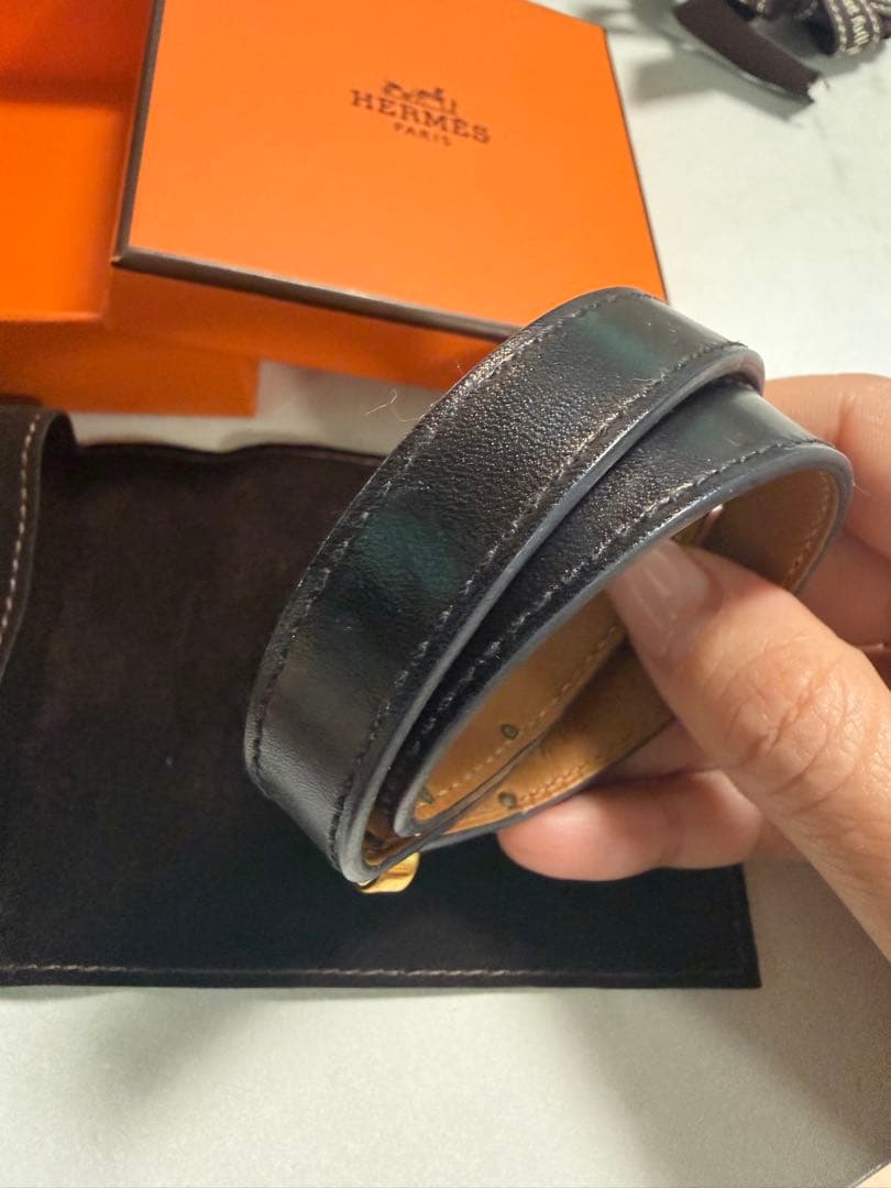 エルメス ケリー ドゥブルトゥール ブレスレット ブラック ゴールド 箱 袋