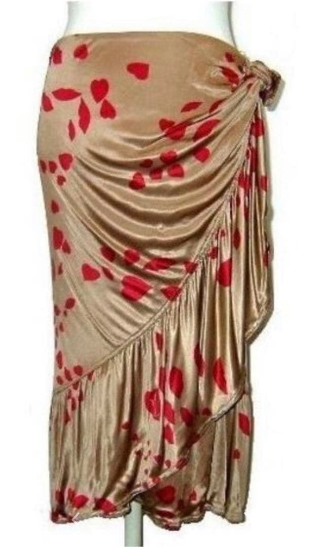 d*7様 YSL リヴゴーシュ ★新品 ゴールドに赤いハートのストレッチギャザー