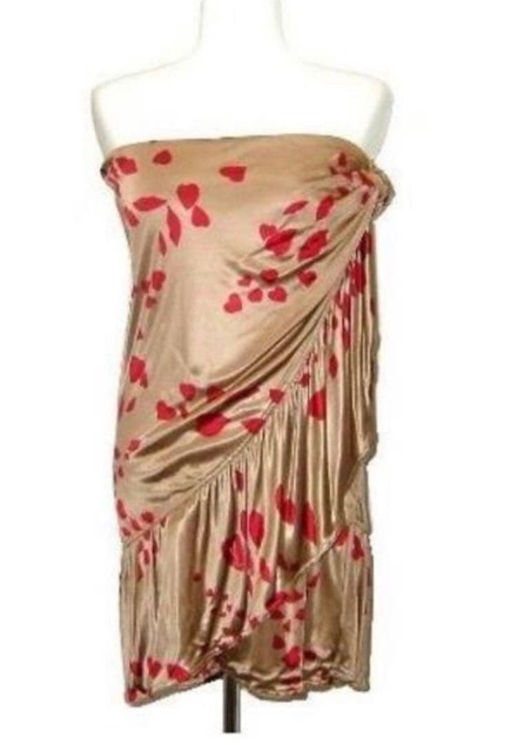 d*7様 YSL リヴゴーシュ ★新品 ゴールドに赤いハートのストレッチギャザー