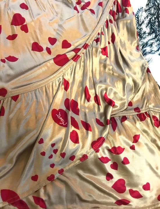d*7様 YSL リヴゴーシュ ★新品 ゴールドに赤いハートのストレッチギャザー