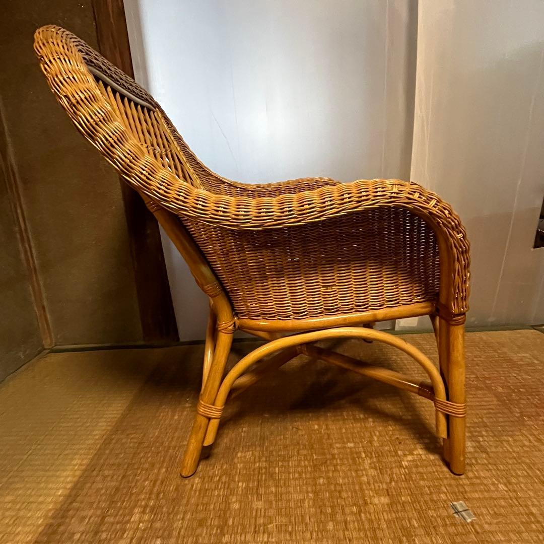 ラタン 籐 アームチェア ラウンジチェア 昭和レトロ