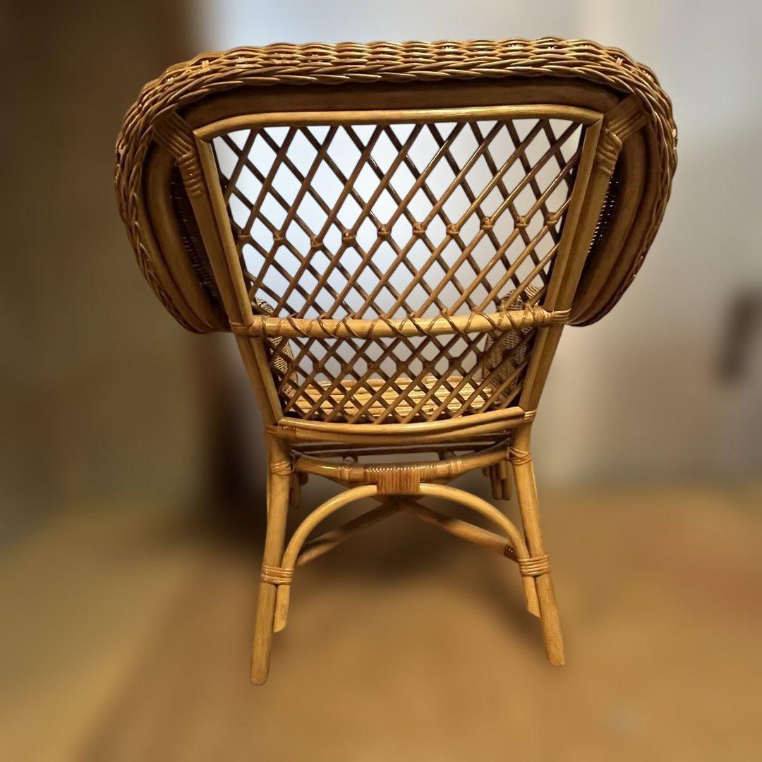 ラタン 籐 アームチェア ラウンジチェア 昭和レトロ